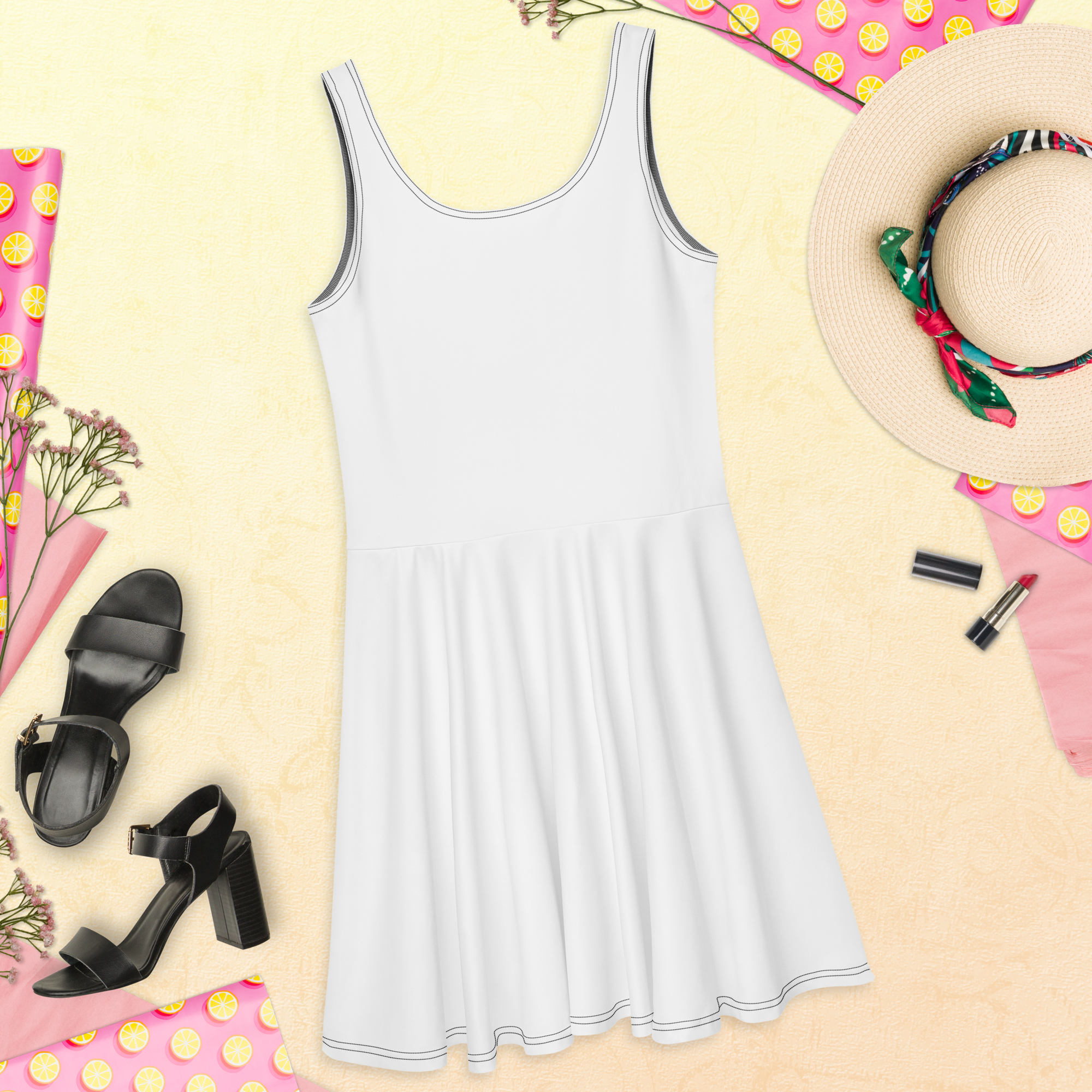 Mid-thigh length Skater Dress with flared skirt