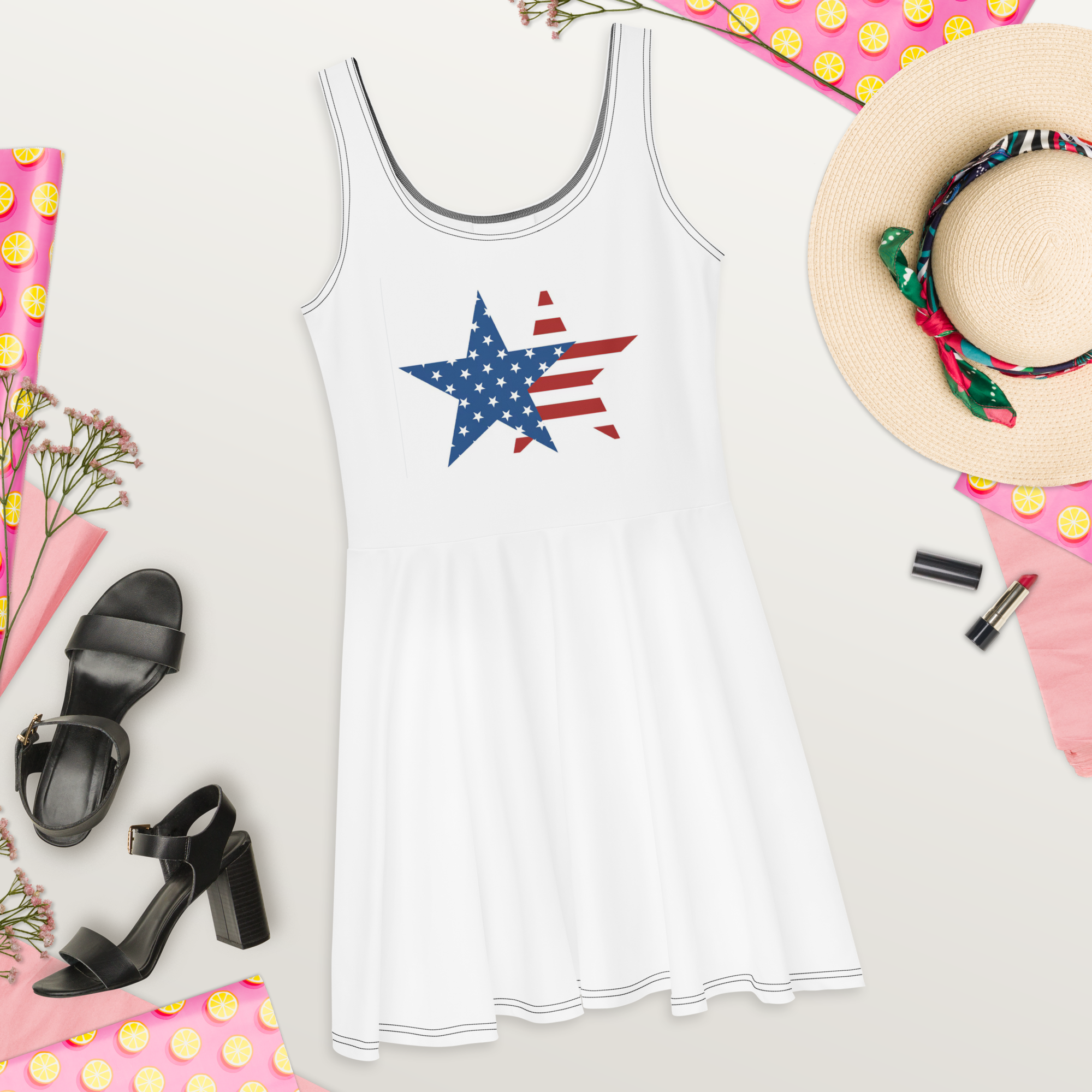 Mid-thigh length Skater Dress with flared skirt