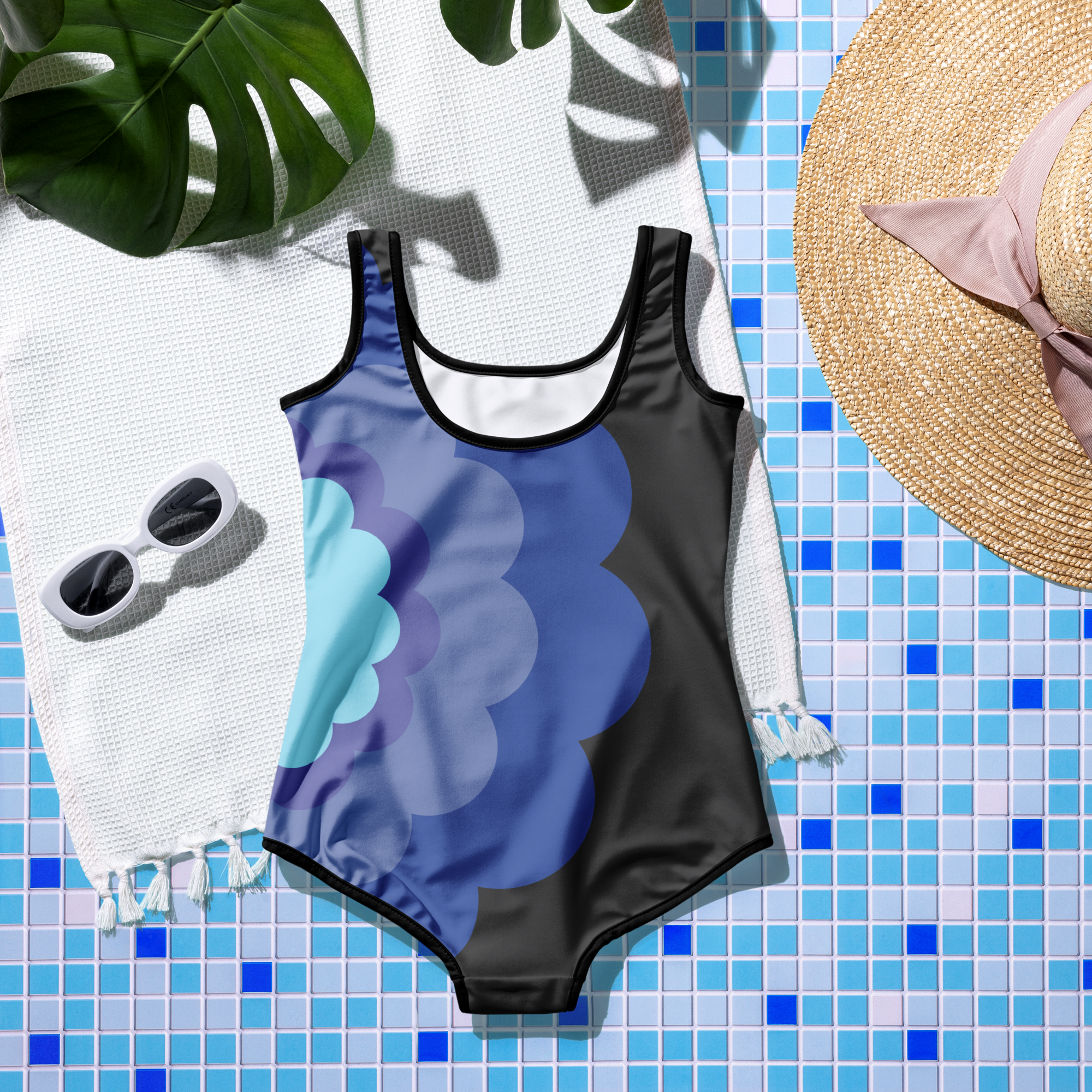 One-piece Girls Swimsuit with Double Layer Front