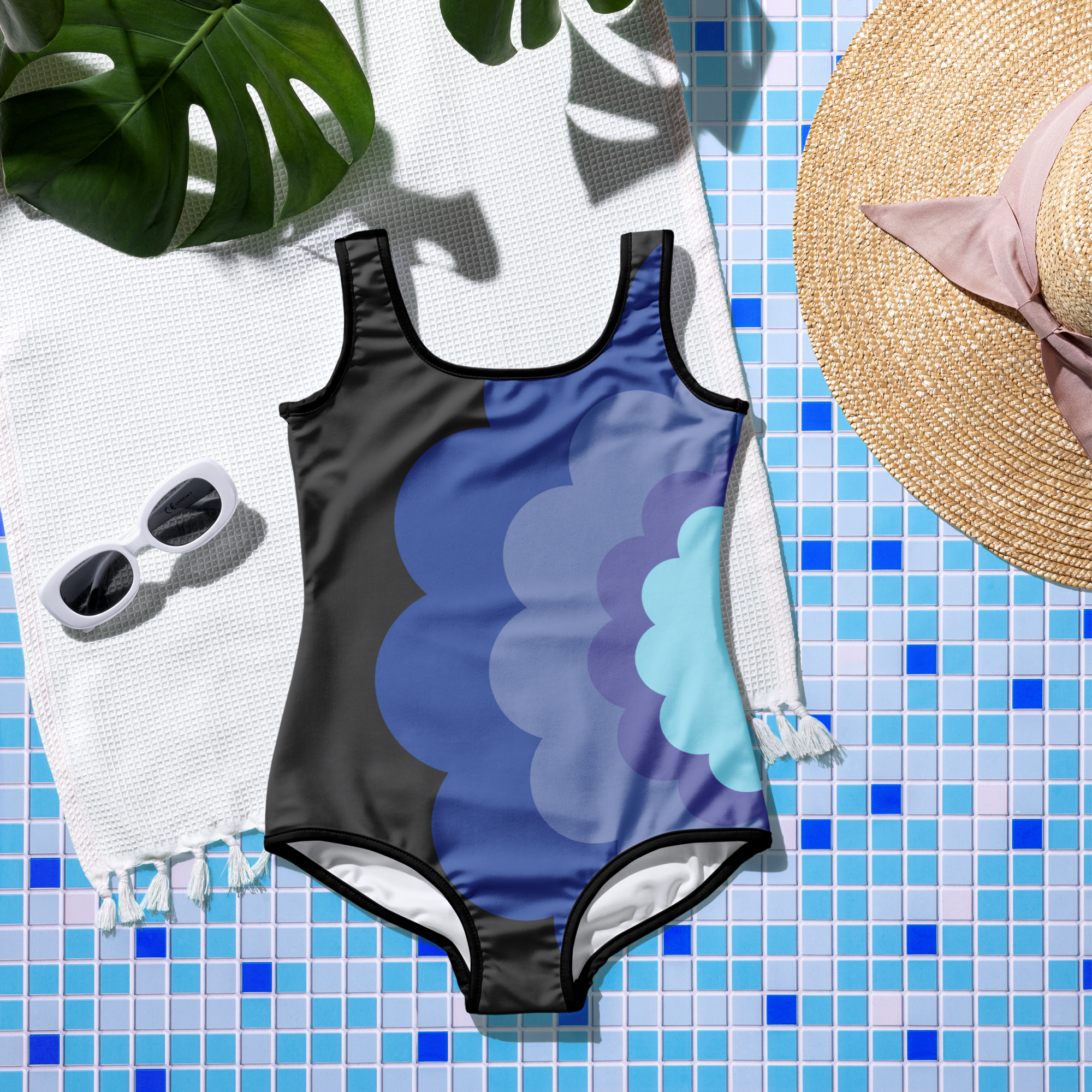 One-piece Girls Swimsuit with Double Layer Front