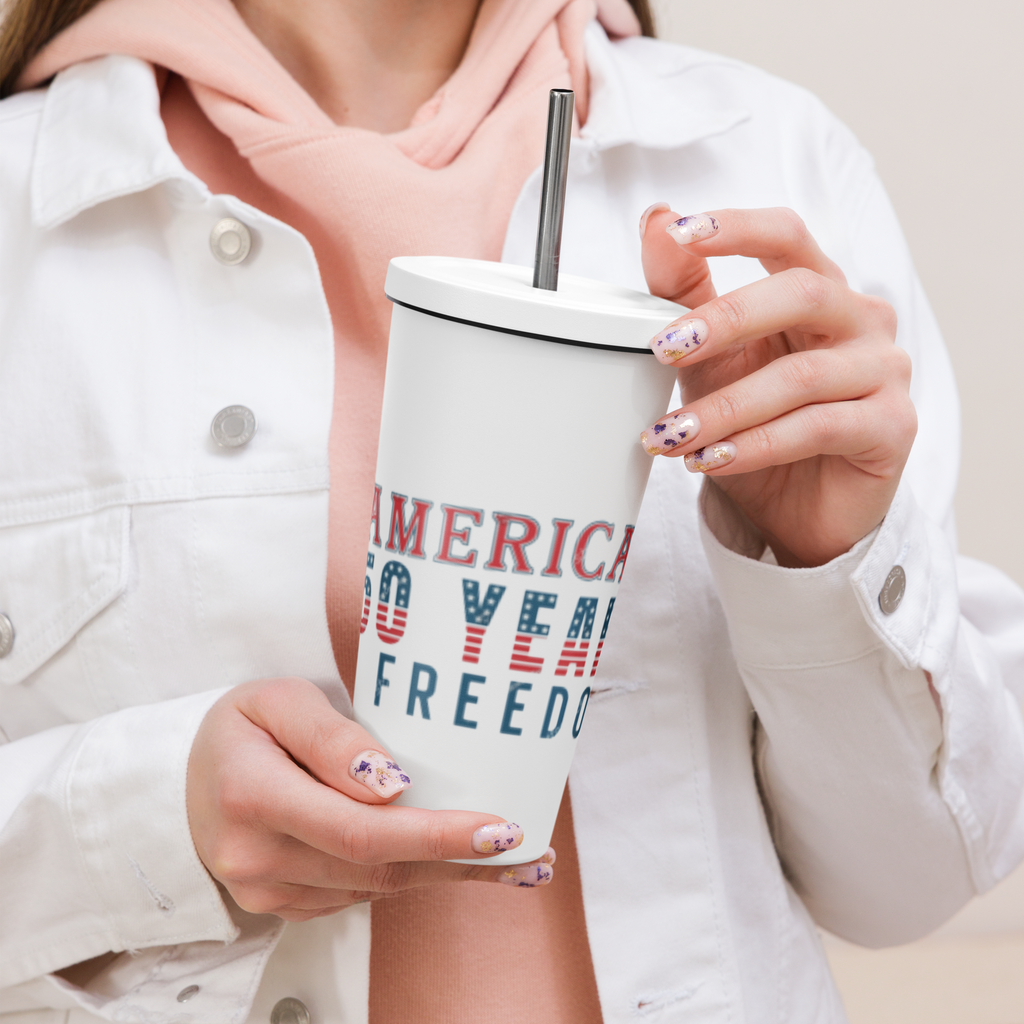 USA Insulated high grade stainless steel tumbler with a straw