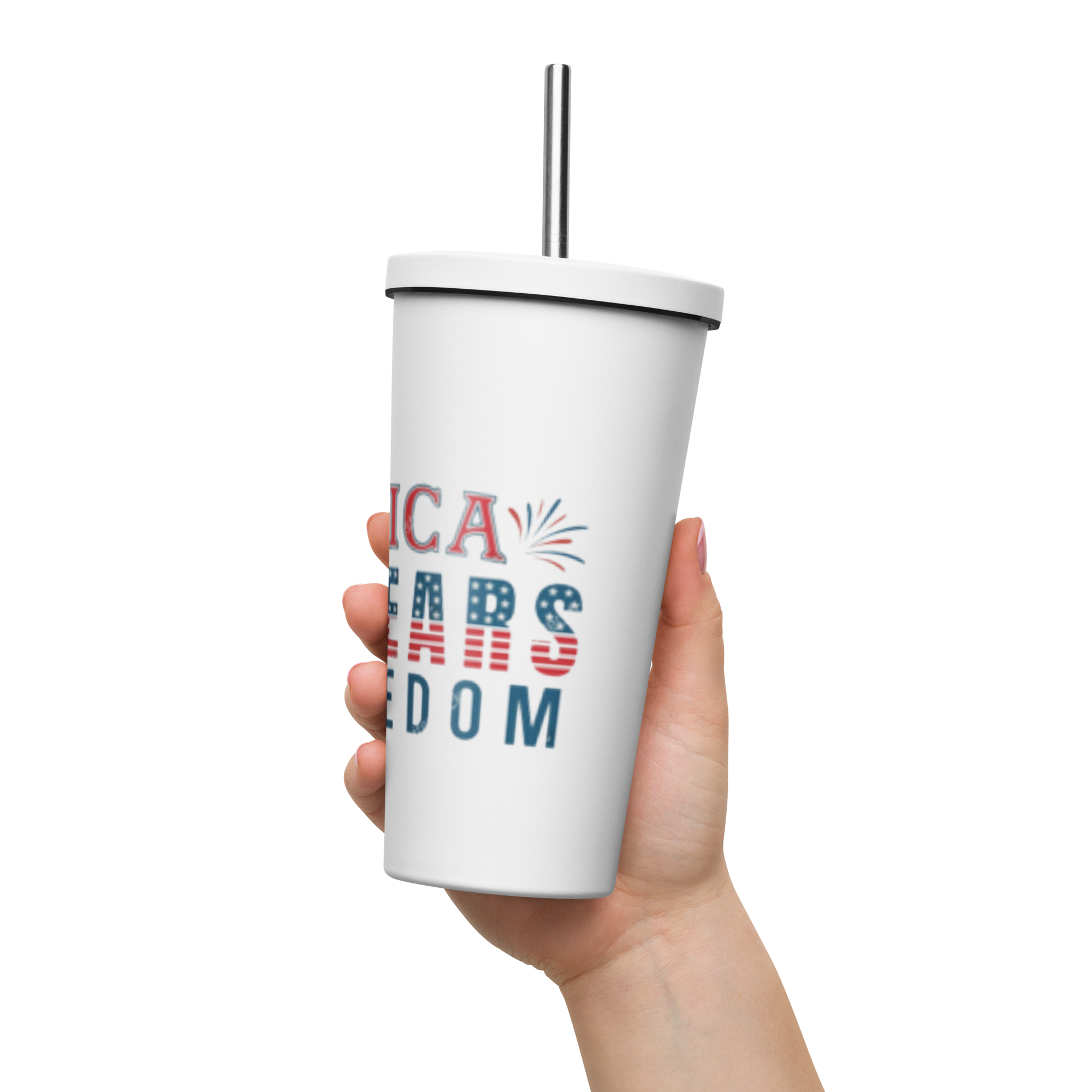 USA Insulated high grade stainless steel tumbler with a straw