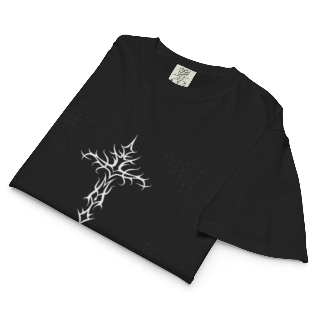 Women’s heavyweight boxy tee with Cross