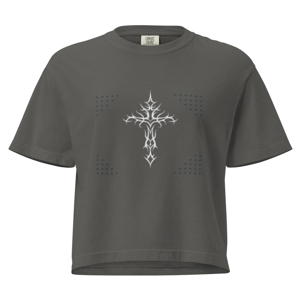 Women’s heavyweight boxy tee with Cross