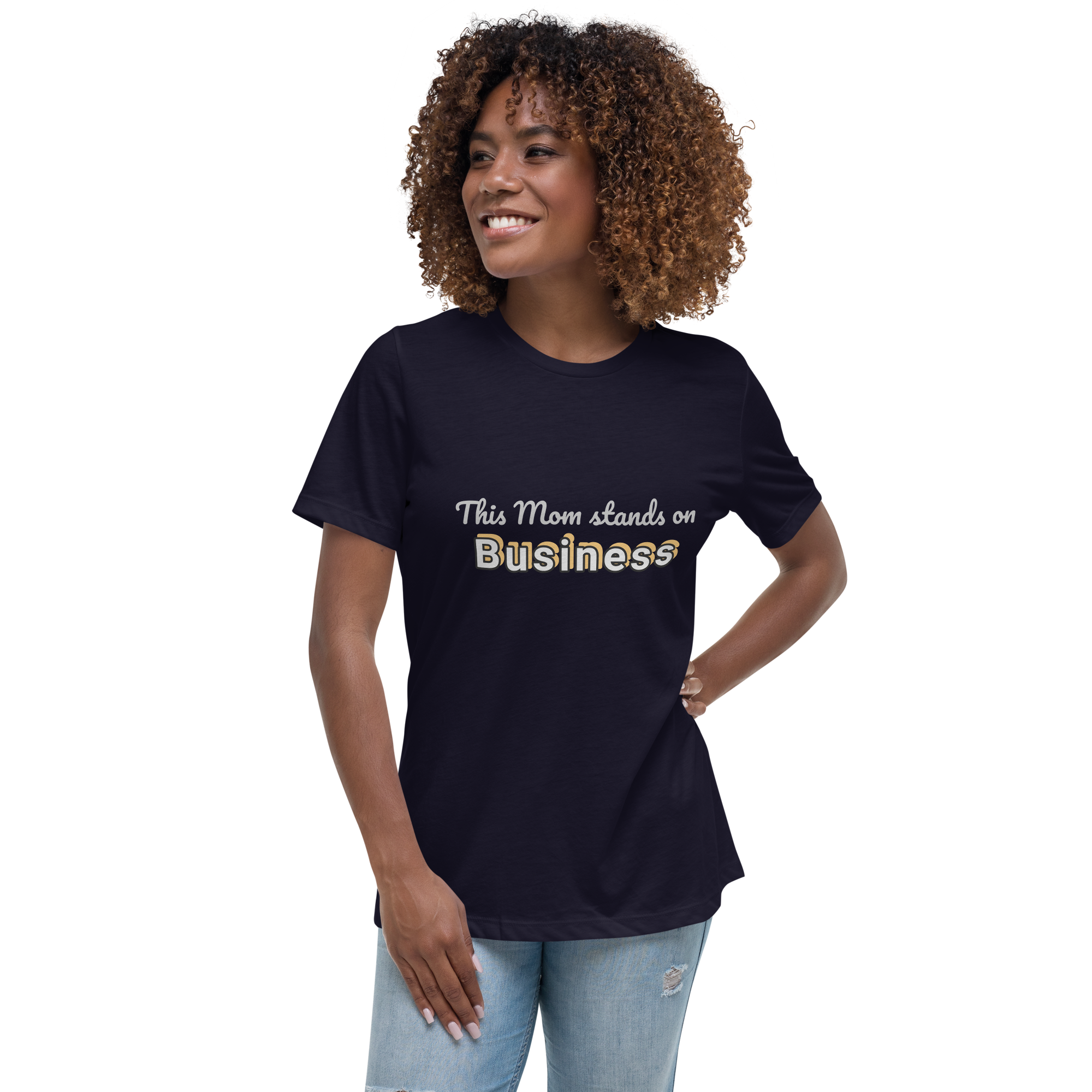 Damen-T-Shirt mit legerer Passform: This Mom Stands on Business