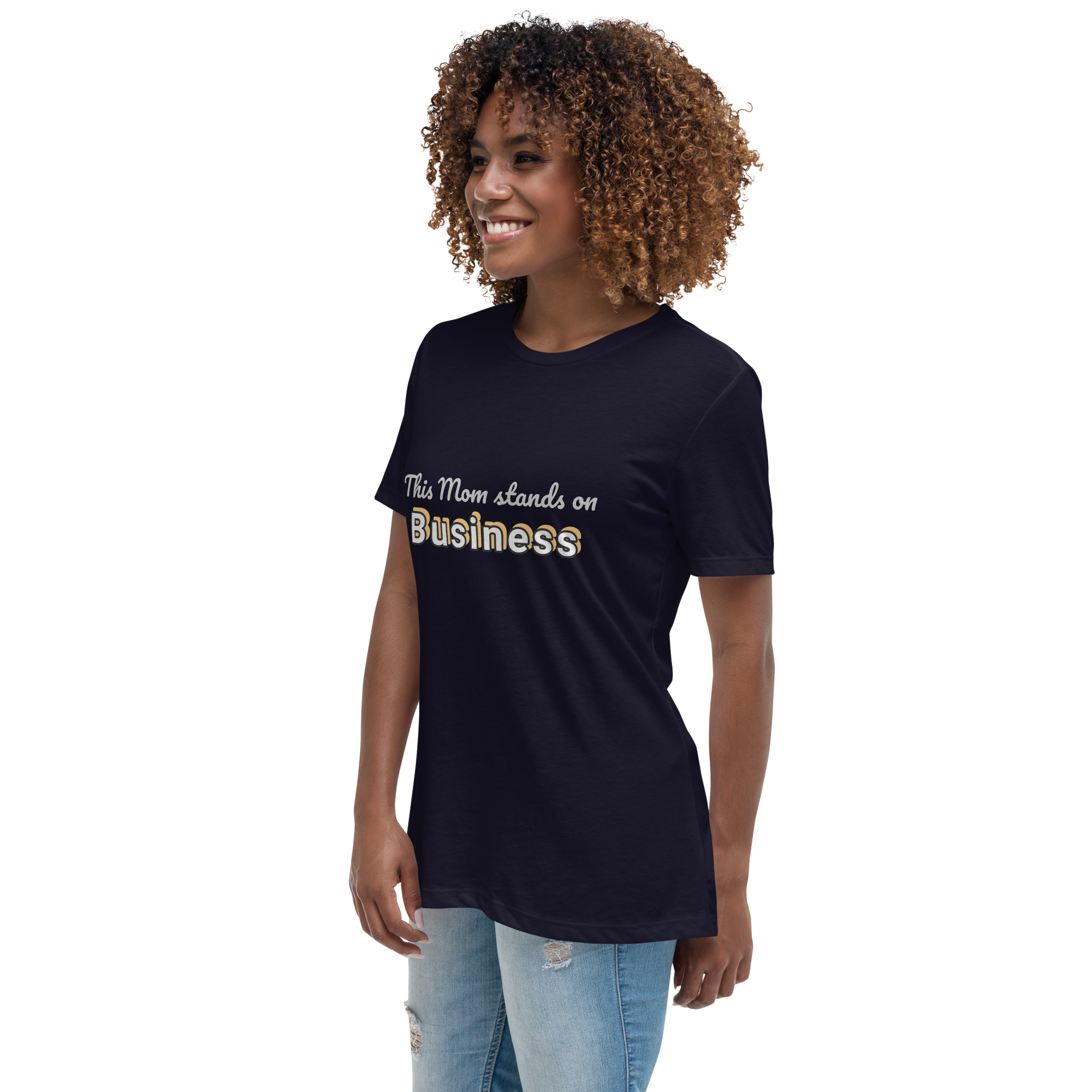 Damen-T-Shirt mit legerer Passform: This Mom Stands on Business