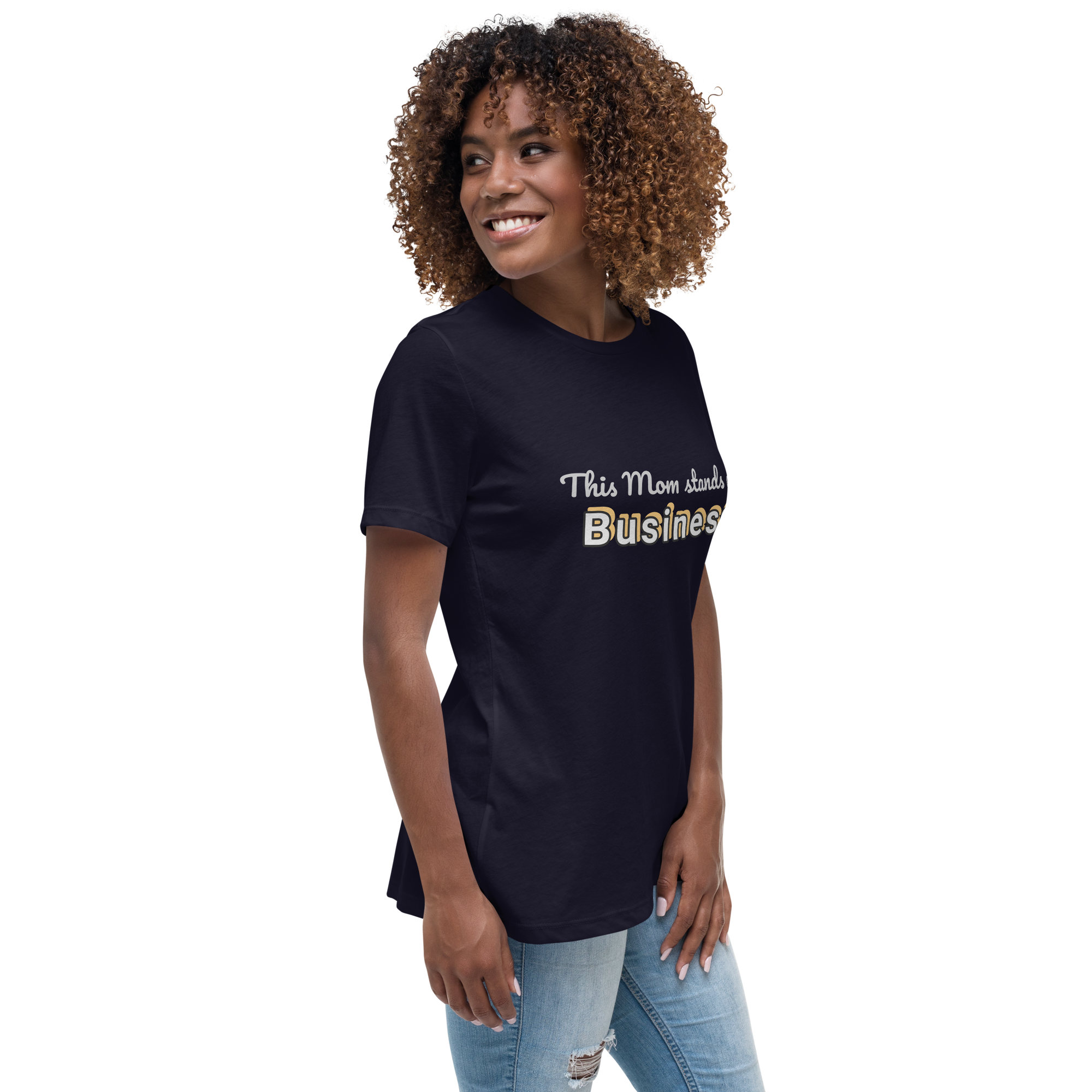 Damen-T-Shirt mit legerer Passform: This Mom Stands on Business